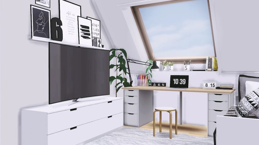 Apple Macbook, Samsung Curved TV & Ikea Nordli Bench by MXIMS - Liquid Sims