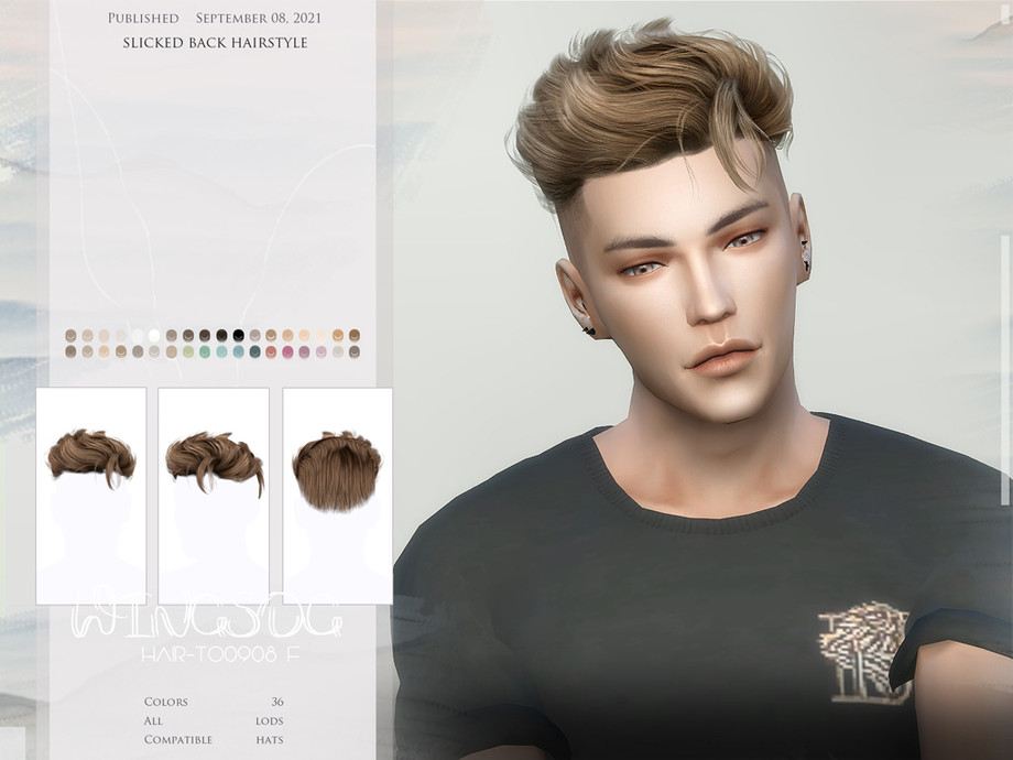 The Sims 4 Slicked Back Hair By Wingssims Tsr The Sim